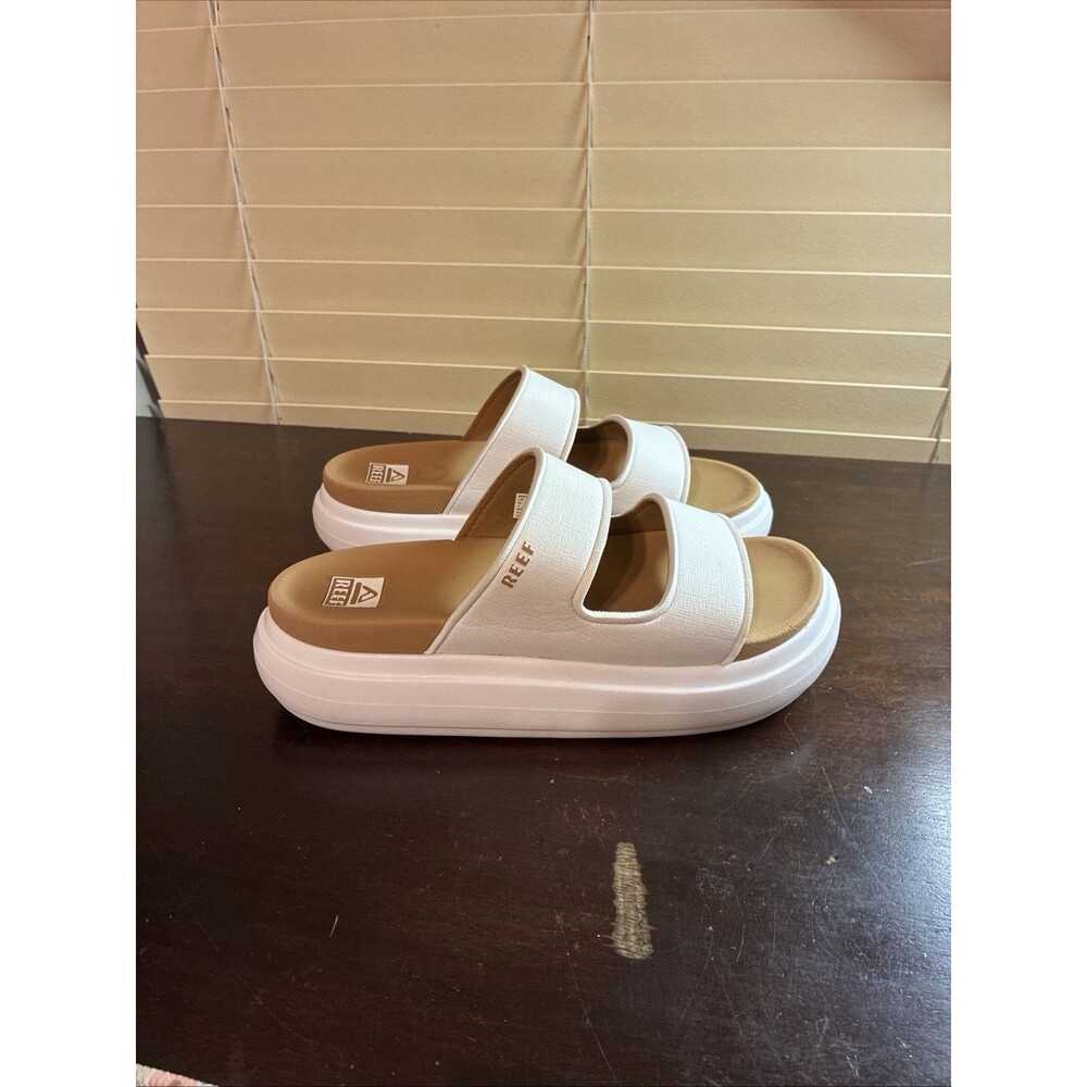 REEF Womens Cushion Bondi 2 Bar SZ 9 Slide Sandals Lightweight White Soft